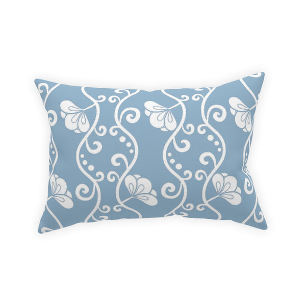 Curvy White Vine on Soft Blue Broadcloth Pillow 4 Sizes Square and 1 Lumbar Size, Home Decor, Pillows, Throw Pillow
