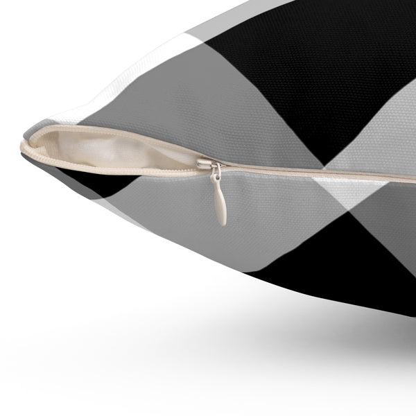 Gingham Black And White Check Spun Polyester Square Pillow in 4 Sizes, Home Decor, Throw Pillow