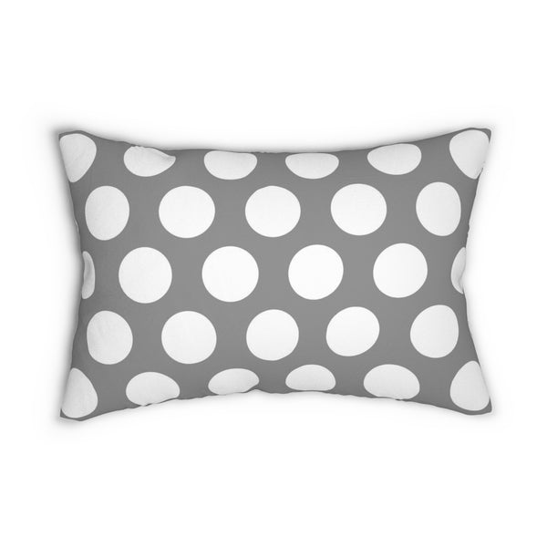 Gray And White Polka Dot Reverse Spun Polyester Lumbar Pillow 20 x 14, Home Decor, Throw Pillow