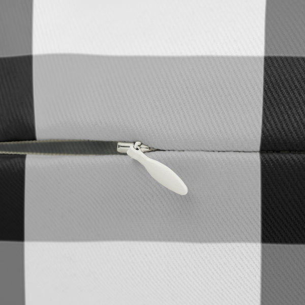 Gingham Black And White Check Spun Polyester Lumbar Pillow 14 x 20 Inch, Home Decor, Throw Pillow