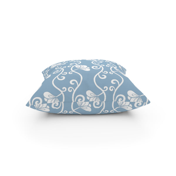 Curvy White Vine on Soft Blue Broadcloth Pillow 4 Sizes Square and 1 Lumbar Size, Home Decor, Pillows, Throw Pillow