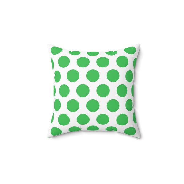 Green And White Polka Dot Reverse Pattern Spun Polyester Square Pillow in 4 Sizes, Home Decor, Throw Pillow