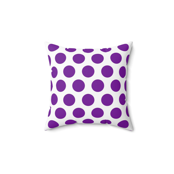 Purple White Polka Dot Reverse Pattern Spun Polyester Square Pillow in 4 Sizes, Home Decor, Throw Pillow