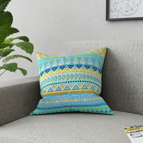 Hip Print Original Turquoise Yellow Blue Broadcloth Pillow 4 Sizes Square and 1 Lumbar Size, Home Decor, Pillows