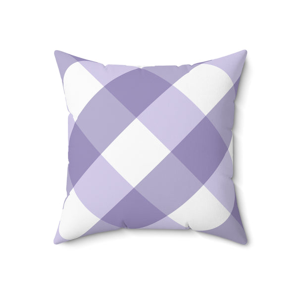 Gingham Lavender And White Check Spun Polyester Square Pillow in 4 Sizes, Home Decor, Throw Pillow