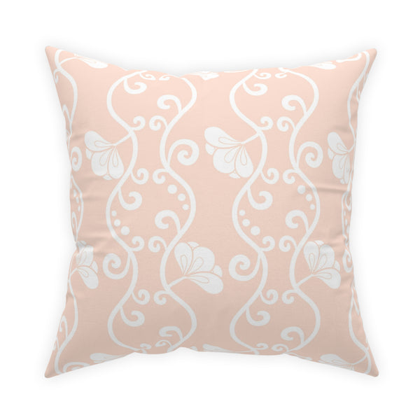 Curvy White Vine on Blush Pink Broadcloth Pillow 4 Sizes Square and 1 Lumbar Size, Home Decor, Pillows, Throw Pillow