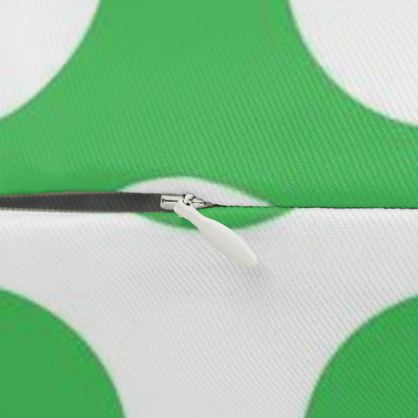 Green And White Polka Dot Reverse Spun Polyester Lumbar Pillow 20 x 14, Home Decor, Throw Pillow