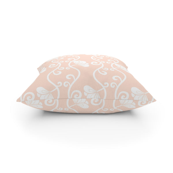 Curvy White Vine on Blush Pink Broadcloth Pillow 4 Sizes Square and 1 Lumbar Size, Home Decor, Pillows, Throw Pillow