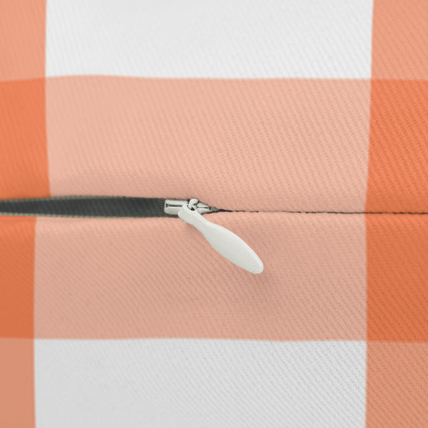 Gingham Tangerine And White Check Spun Polyester Lumbar Pillow 20 x 14, Home Decor, Throw Pillow