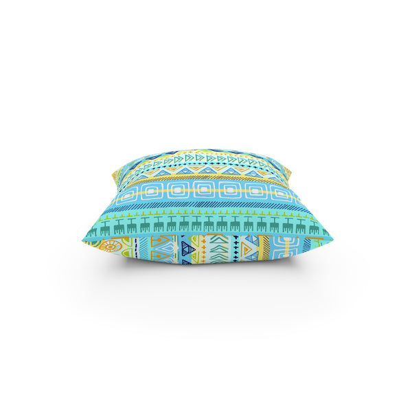 Hip Print Original Turquoise Yellow Blue Broadcloth Pillow 4 Sizes Square and 1 Lumbar Size, Home Decor, Pillows