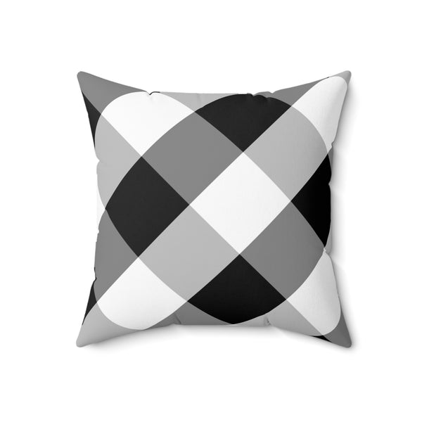 Gingham Black And White Check Spun Polyester Square Pillow in 4 Sizes, Home Decor, Throw Pillow