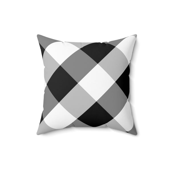 Gingham Black And White Check Spun Polyester Square Pillow in 4 Sizes, Home Decor, Throw Pillow