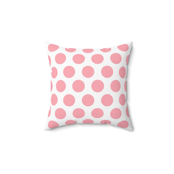 Light Pink And White Polka Dot Reverse Pattern Spun Polyester Square Pillow in 4 Sizes, Home Decor, Throw Pillow