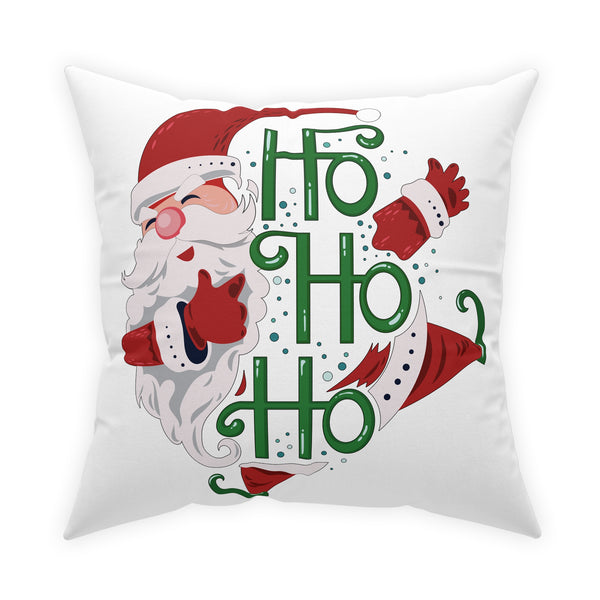 Ho Ho Ho Santa on White Broadcloth Pillow 4 Sizes Square and 1 Lumbar Size, Home Decor, Pillows