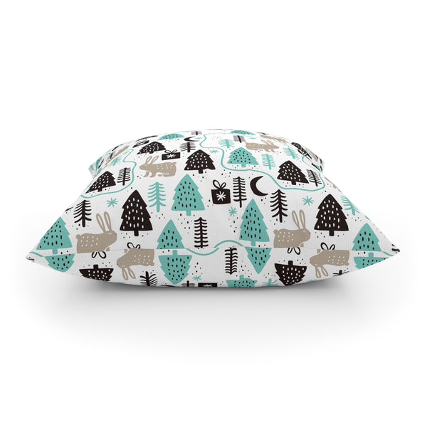 Rabbits In The Trees Holiday Design Broadcloth Pillow 4 Sizes Square and 1 Lumbar Size, Home Decor, Pillows