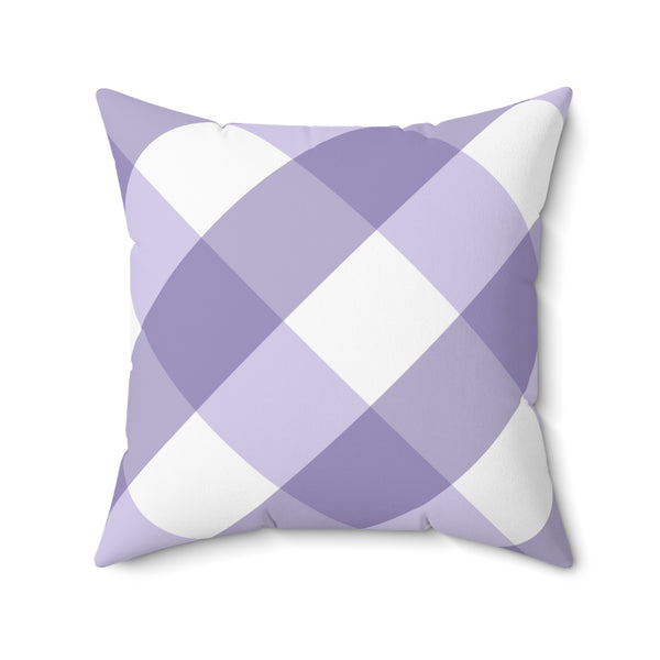 Gingham Lavender And White Check Spun Polyester Square Pillow in 4 Sizes, Home Decor, Throw Pillow