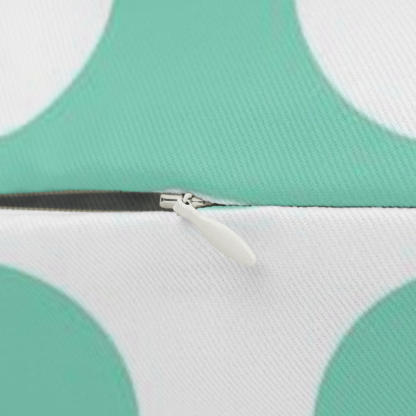 Turquoise And White Polka Dot Reverse Spun Polyester Lumbar Pillow 20 x 14, Home Decor, Throw Pillow