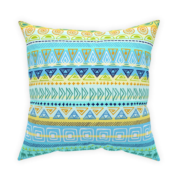 Hip Print Original Turquoise Yellow Blue Broadcloth Pillow 4 Sizes Square and 1 Lumbar Size, Home Decor, Pillows