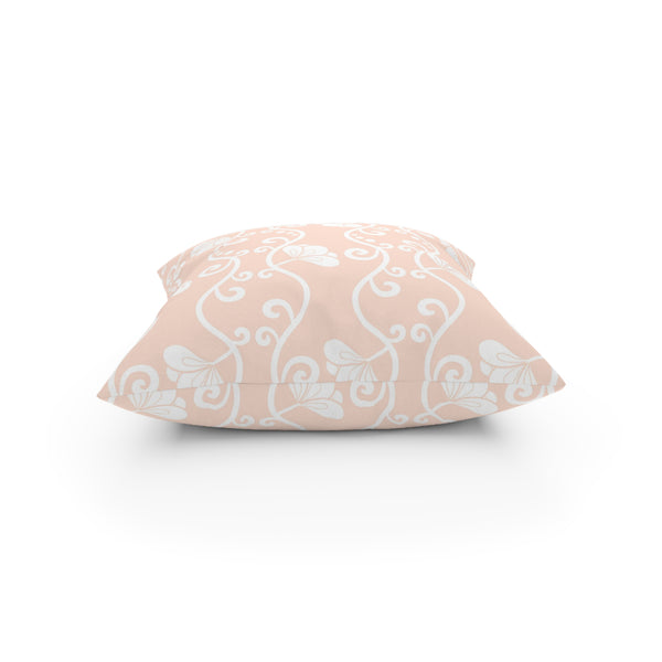 Curvy White Vine on Blush Pink Broadcloth Pillow 4 Sizes Square and 1 Lumbar Size, Home Decor, Pillows, Throw Pillow