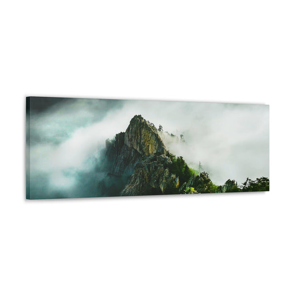 Rugged Misty Mountain Canvas Wall Art Gallery Wrap 36" x 12"