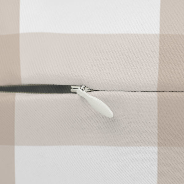 Gingham Sand And White Check Spun Polyester Lumbar Pillow 20 x 14, Home Decor, Throw Pillow