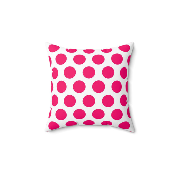 Hot Pink And White Polka Dot Reverse Pattern Spun Polyester Square Pillow in 4 Sizes, Home Decor, Throw Pillow