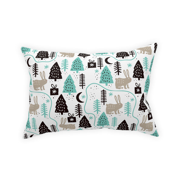 Rabbits In The Trees Holiday Design Broadcloth Pillow 4 Sizes Square and 1 Lumbar Size, Home Decor, Pillows