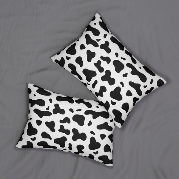 Black And White Cow Print Spun Polyester Lumbar Pillow 20 x 14, Home Decor, Throw Pillow