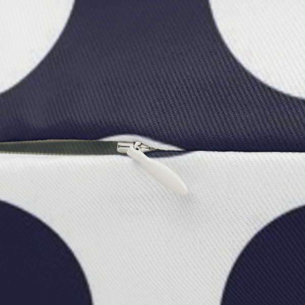 Navy And White Polka Dot Reverse Spun Polyester Lumbar Pillow 20 x 14, Home Decor, Throw Pillow