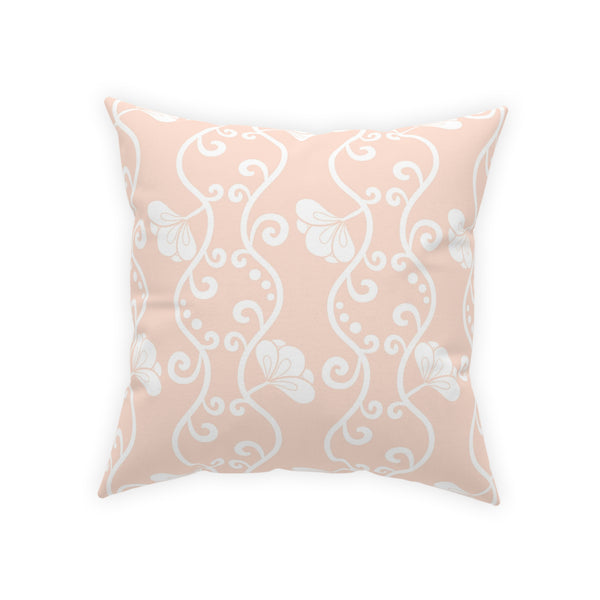 Curvy White Vine on Blush Pink Broadcloth Pillow 4 Sizes Square and 1 Lumbar Size, Home Decor, Pillows, Throw Pillow