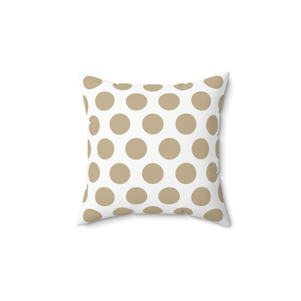 Taupe White Polka Dot Reverse Pattern Spun Polyester Square Pillow in 4 Sizes, Home Decor, Throw Pillow