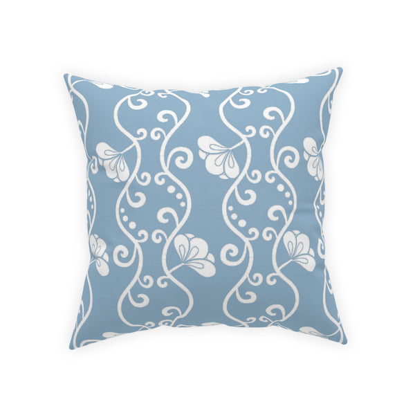 Curvy White Vine on Soft Blue Broadcloth Pillow 4 Sizes Square and 1 Lumbar Size, Home Decor, Pillows, Throw Pillow