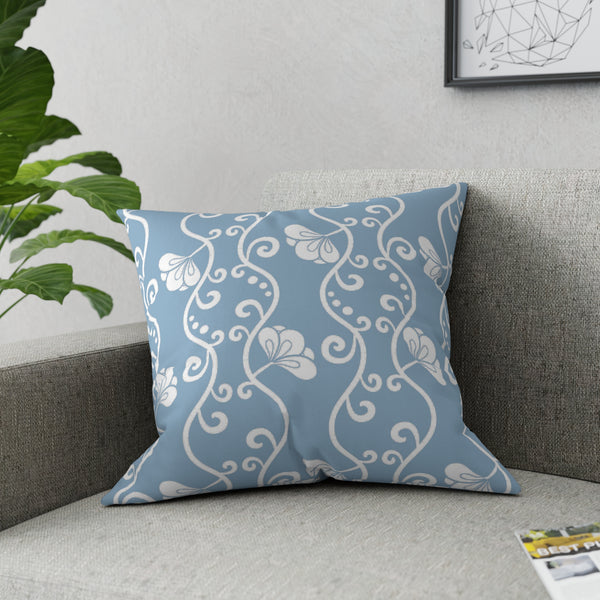 Curvy White Vine on Soft Blue Broadcloth Pillow 4 Sizes Square and 1 Lumbar Size, Home Decor, Pillows, Throw Pillow