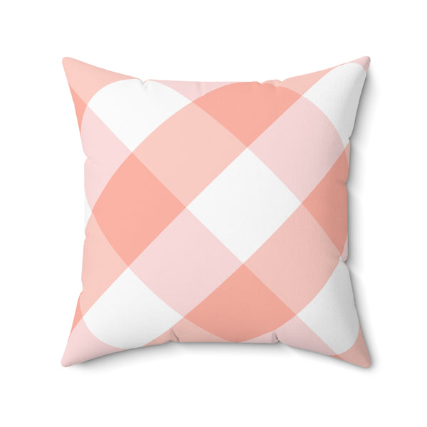 Gingham Pink And White Check Spun Polyester Square Pillow in 4 Sizes, Home Decor, Throw Pillow