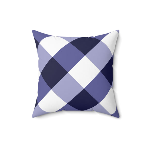 Gingham Blueberry And White Check Spun Polyester Square Pillow in 4 Sizes, Home Decor, Throw Pillow