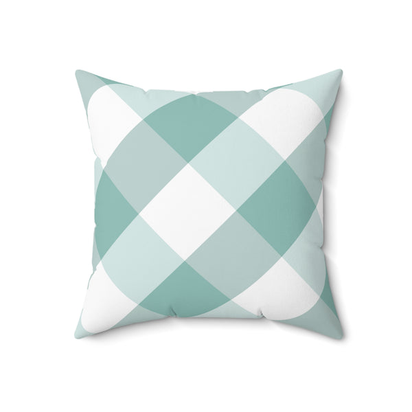 Gingham Green And White Check Spun Polyester Square Pillow in 4 Sizes, Home Decor, Throw Pillow