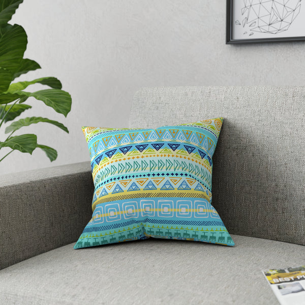Hip Print Original Turquoise Yellow Blue Broadcloth Pillow 4 Sizes Square and 1 Lumbar Size, Home Decor, Pillows