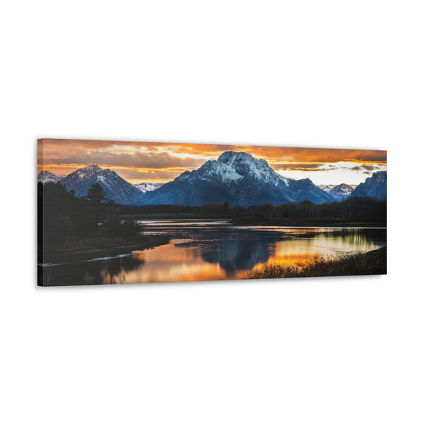 Grand Tetons Mount Moran Wyoming Canvas Wall Art Gallery Wrap 36" x 12"