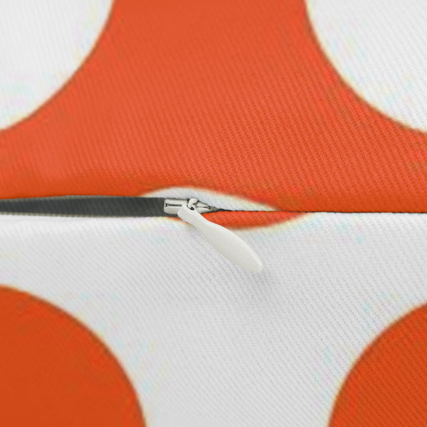 Tangerine And White Polka Dot Reverse Spun Polyester Lumbar Pillow 20 x 14, Home Decor, Throw Pillow