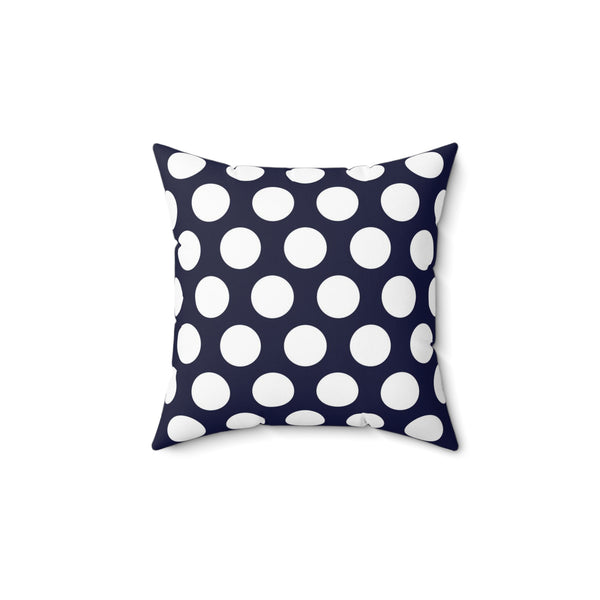 Navy And White Polka Dot Reverse Pattern Spun Polyester Square Pillow in 4 Sizes, Home Decor, Throw Pillow