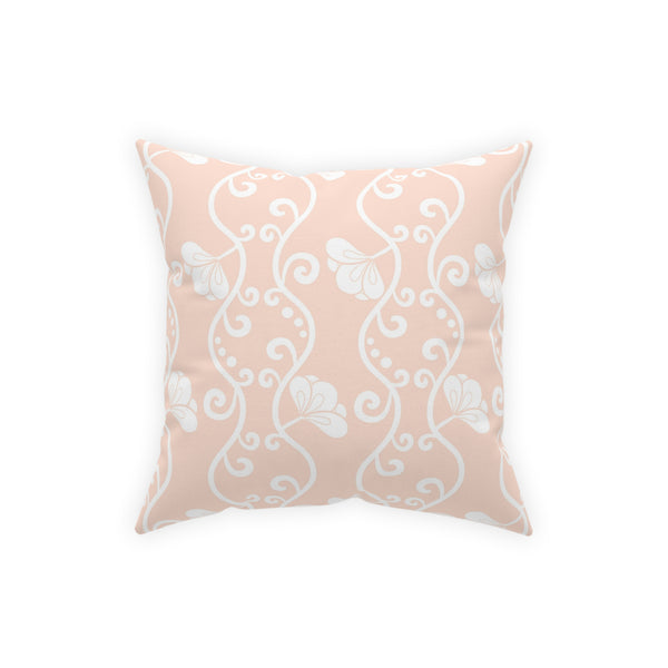 Curvy White Vine on Blush Pink Broadcloth Pillow 4 Sizes Square and 1 Lumbar Size, Home Decor, Pillows, Throw Pillow