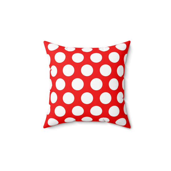 Red White Polka Dot Reverse Pattern Spun Polyester Square Pillow in 4 Sizes, Home Decor, Throw Pillow