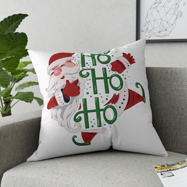 Ho Ho Ho Santa on White Broadcloth Pillow 4 Sizes Square and 1 Lumbar Size, Home Decor, Pillows