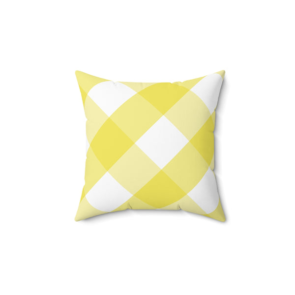 Gingham Yellow And White Check Spun Polyester Square Pillow in 4 Sizes, Home Decor, Throw Pillow