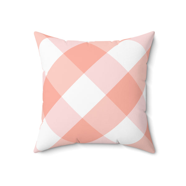 Gingham Pink And White Check Spun Polyester Square Pillow in 4 Sizes, Home Decor, Throw Pillow