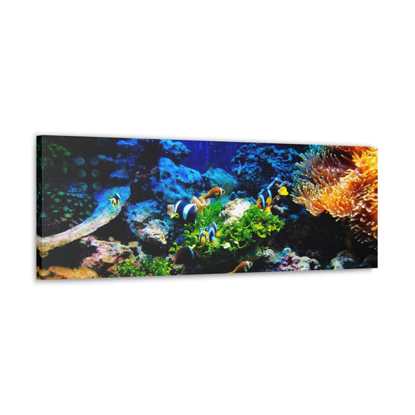 Fish on Ocean Reef Canvas Wall Art Gallery Wrap 36" x 12"
