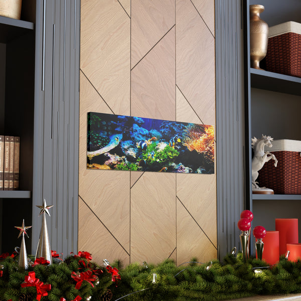 Fish on Ocean Reef Canvas Wall Art Gallery Wrap 36" x 12"