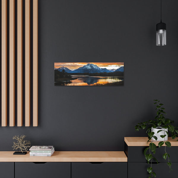 Grand Tetons Mount Moran Wyoming Canvas Wall Art Gallery Wrap 36" x 12"
