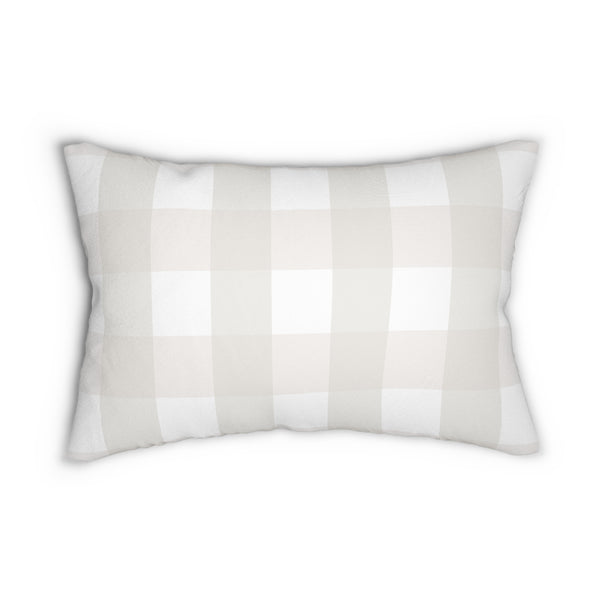 Gingham Cream And White Check Spun Polyester Lumbar Pillow 20 x 14, Home Decor, Throw Pillow