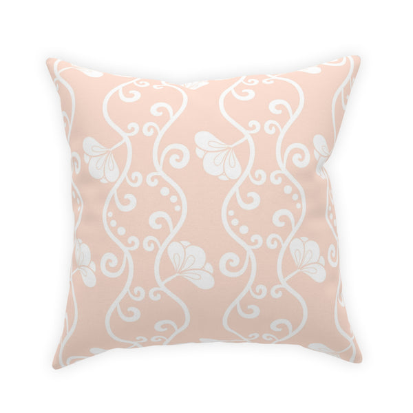 Curvy White Vine on Blush Pink Broadcloth Pillow 4 Sizes Square and 1 Lumbar Size, Home Decor, Pillows, Throw Pillow